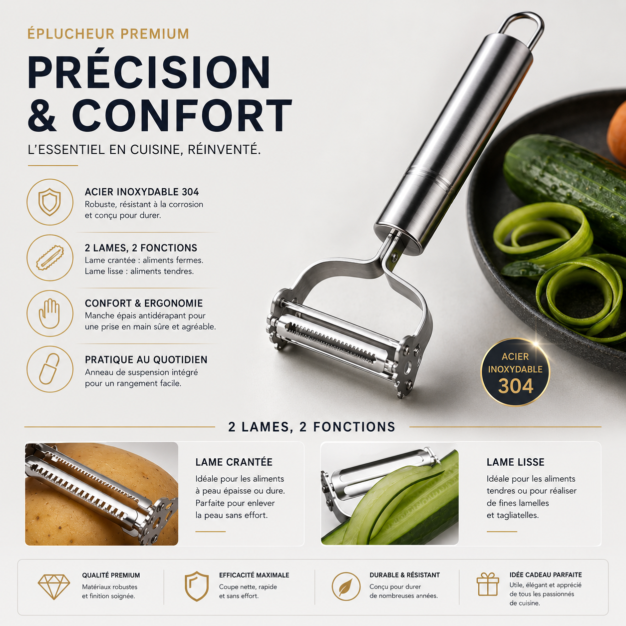 SlicePro™ | Éplucheur Premium Double Lame