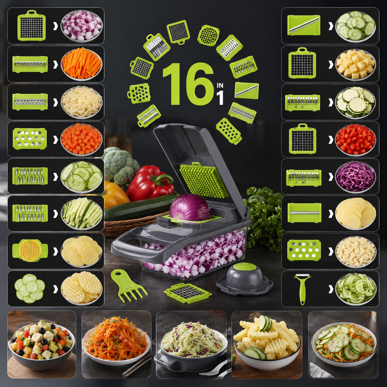 Chopix™ | Coupe-Légumes 16 en 1