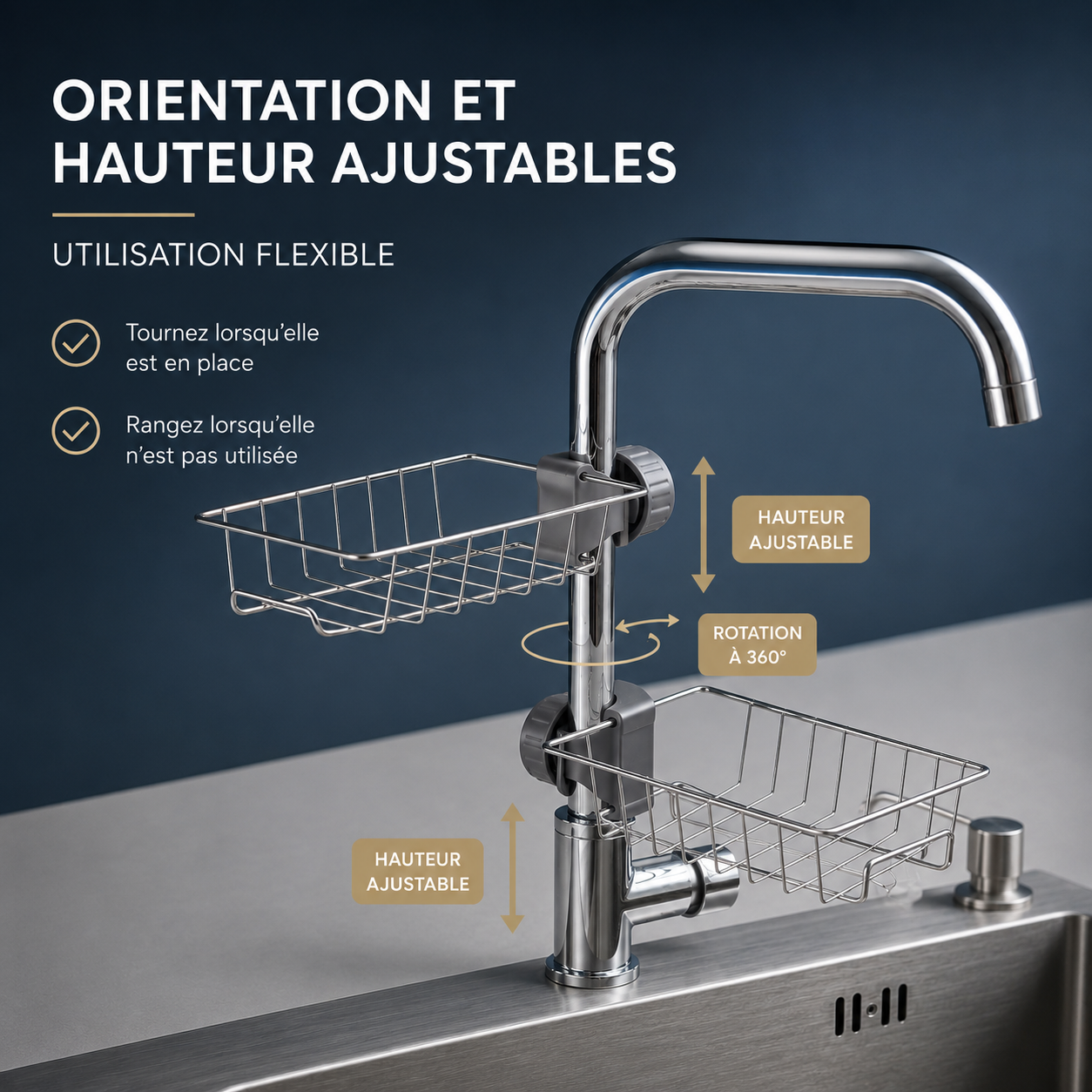 AquaRack™ | Organisateur d'Évier Ajustable