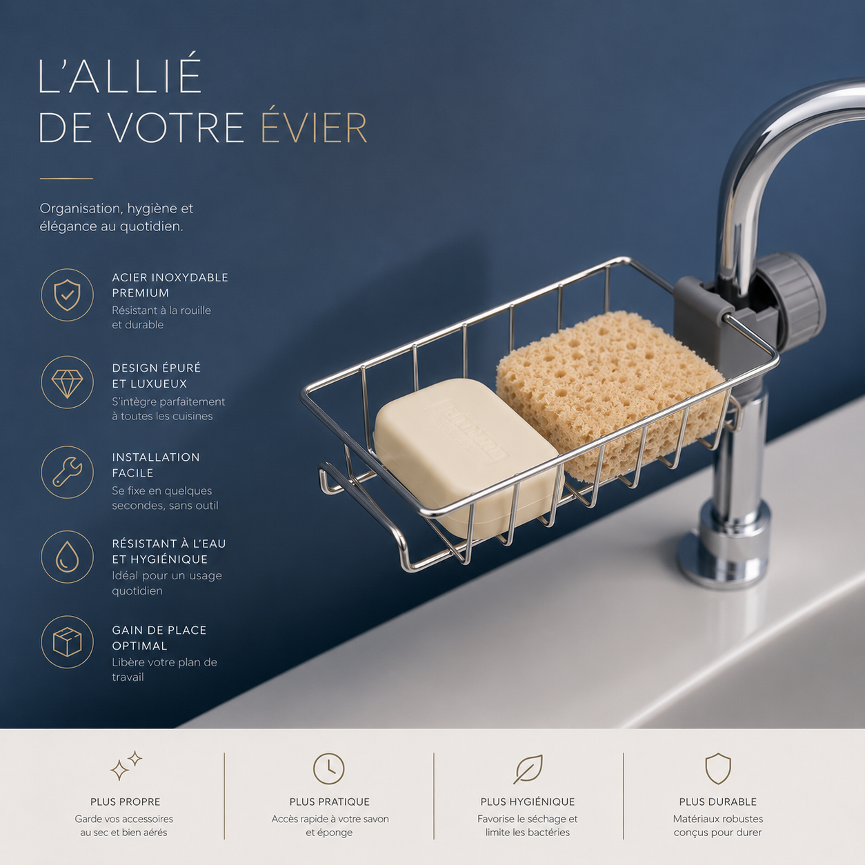 AquaRack™ | Organisateur d'Évier Ajustable