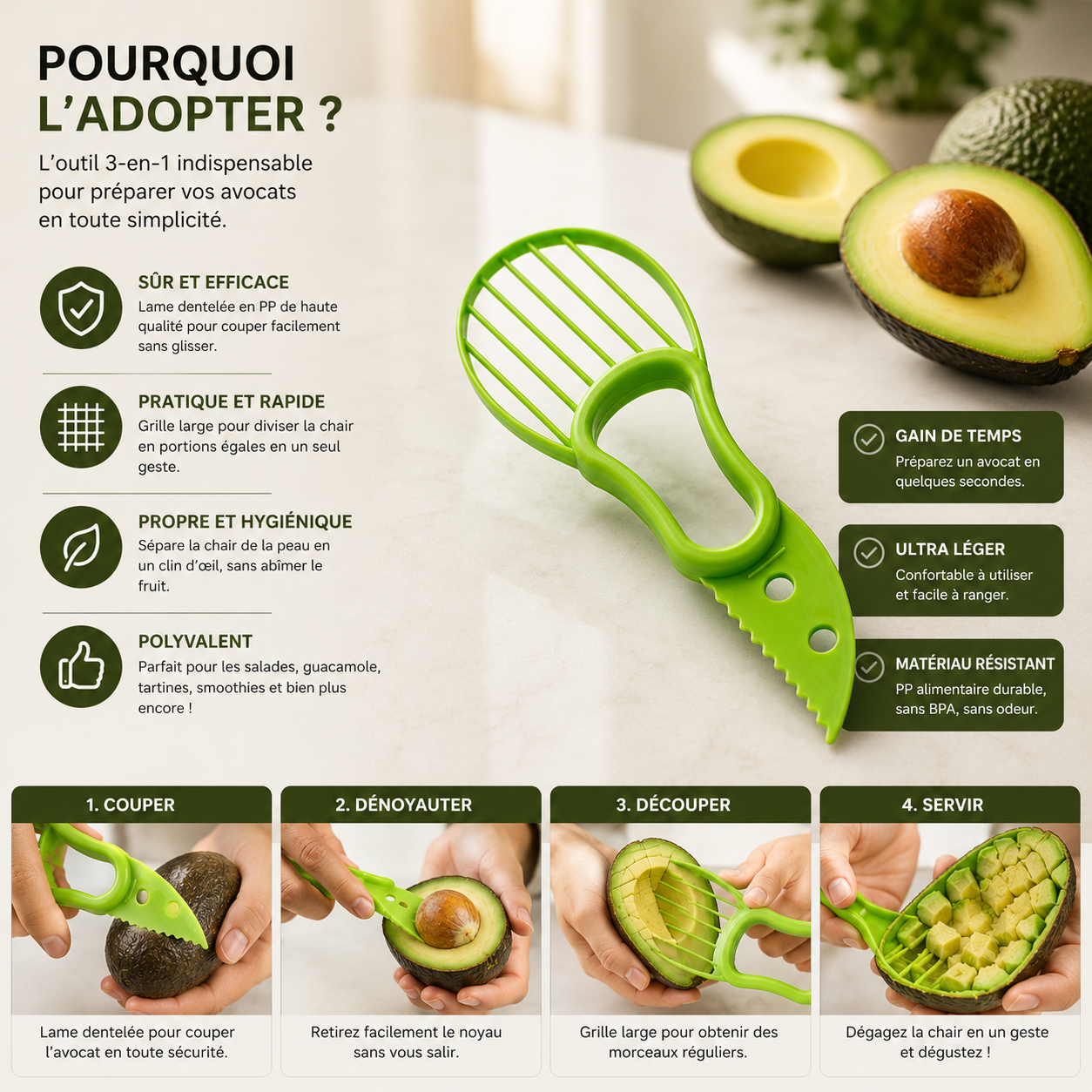 AvocaPro™ | Coupe-Avocat 3-en-1